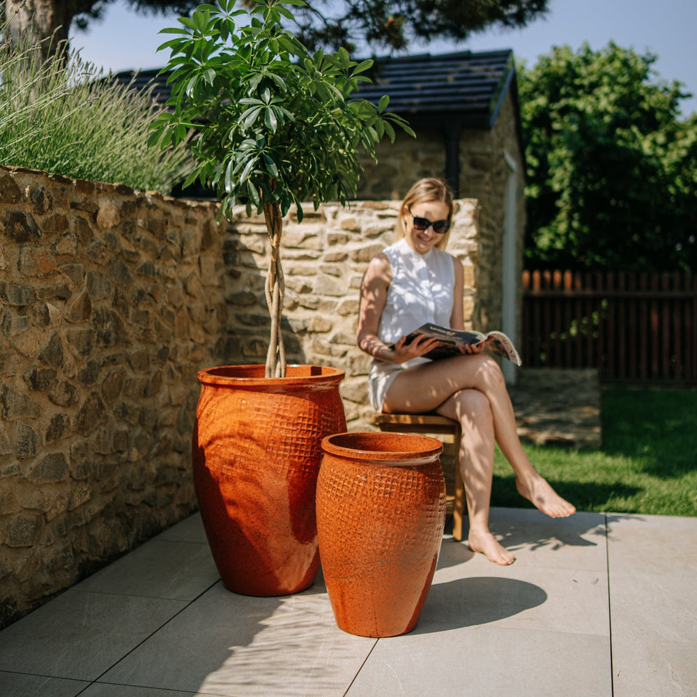 Keramicky květináč Poseidon1 - Podzimní Oranžová - XL (50 x 68 cm)