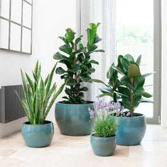 Keramicky květináč Romulus - Ocelově modrá