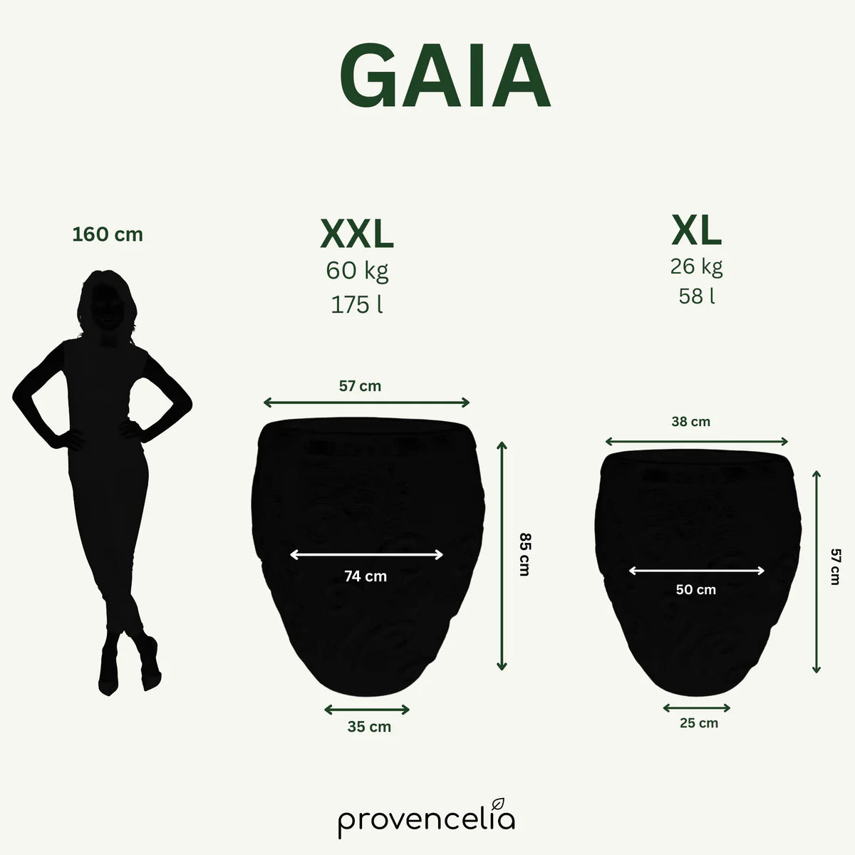 Keramický květináč Gaia - Krémová - XXL (80 cm x 85 cm)