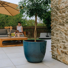 Keramický květináč LANCELOT - Ocelově modrá