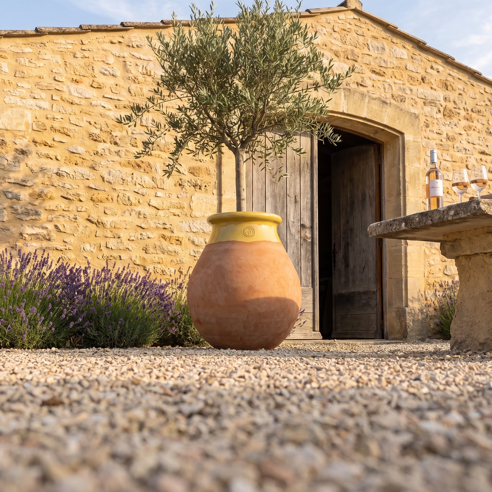 Provensálský biot MADE IN PROVENCE – terakota cérusée s medovým límcem - 2XL (85 cm)