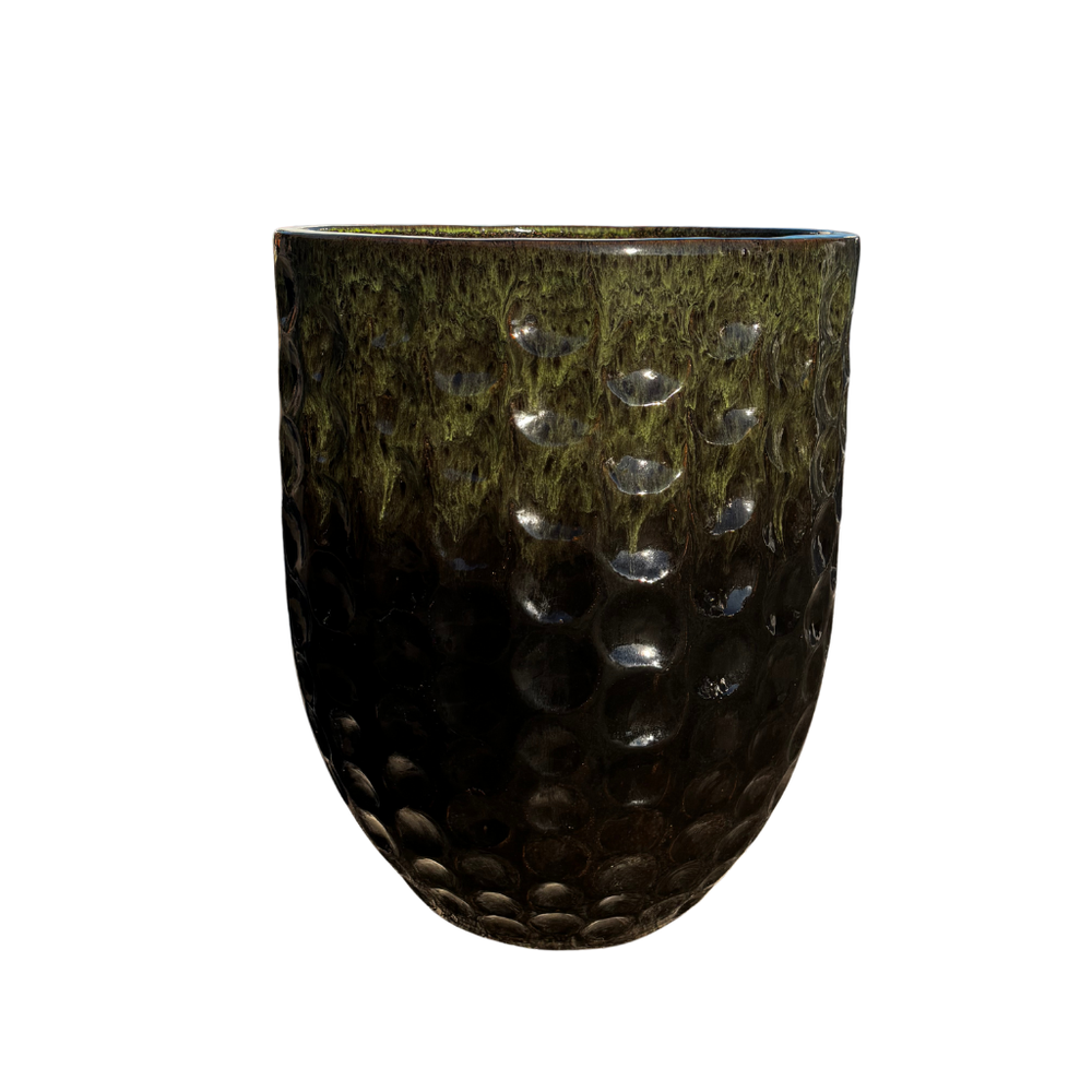 Keramický květináč MEROVEE - Černo zelená - XXL (55 x 65 cm)