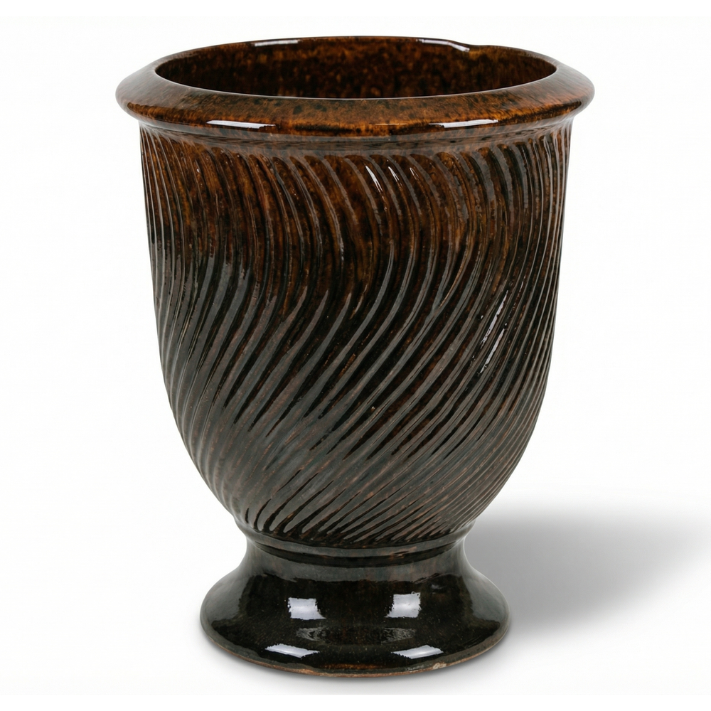 Keramický květináč Morgane - Oranžově černá - XL (55 x 69 cm)