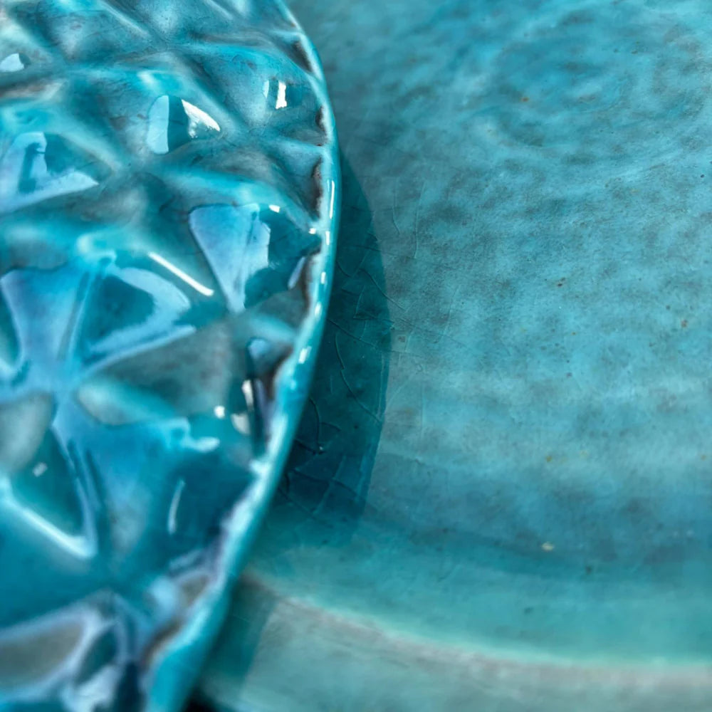 Podmiska pod květináč - Tyrkysová se vzorem