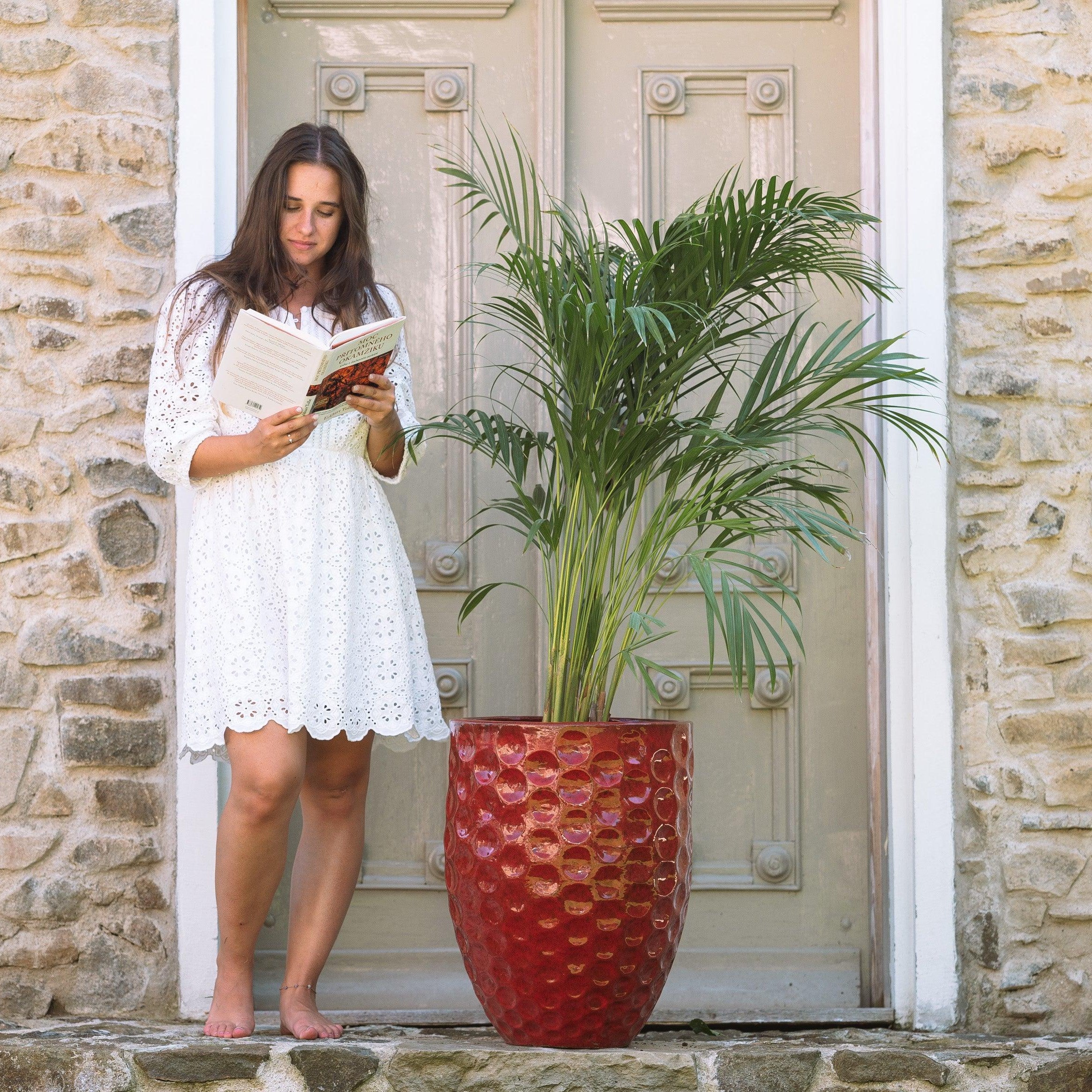 Keramický květináč MEROVEE - Tropická červená - Provencelia.cz