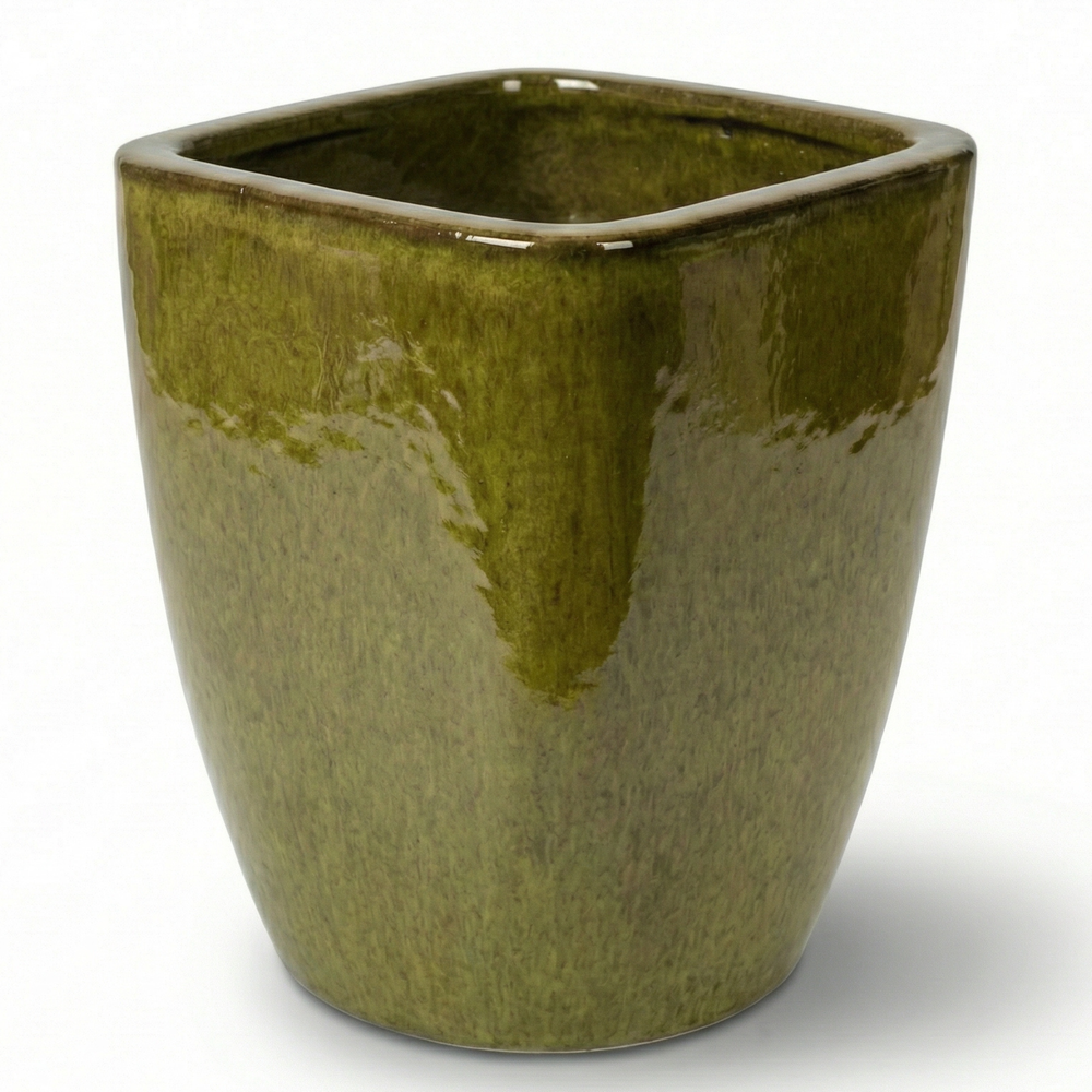 Keramický květináč VAUBAN - Podzimní zelená - S (18 cm x 21 cm)