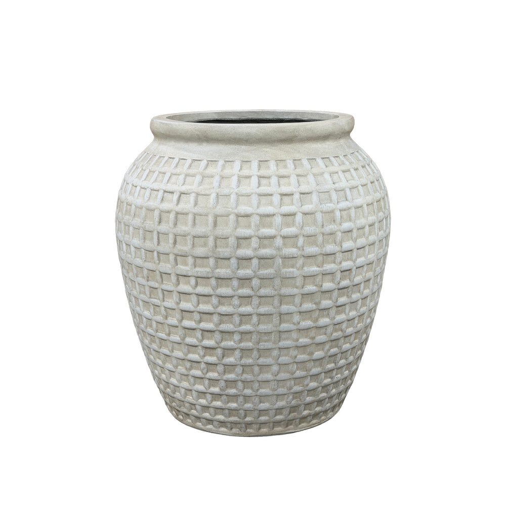 Betonový květináč Vortex - Antická bílá - XL (53 x 58 cm)