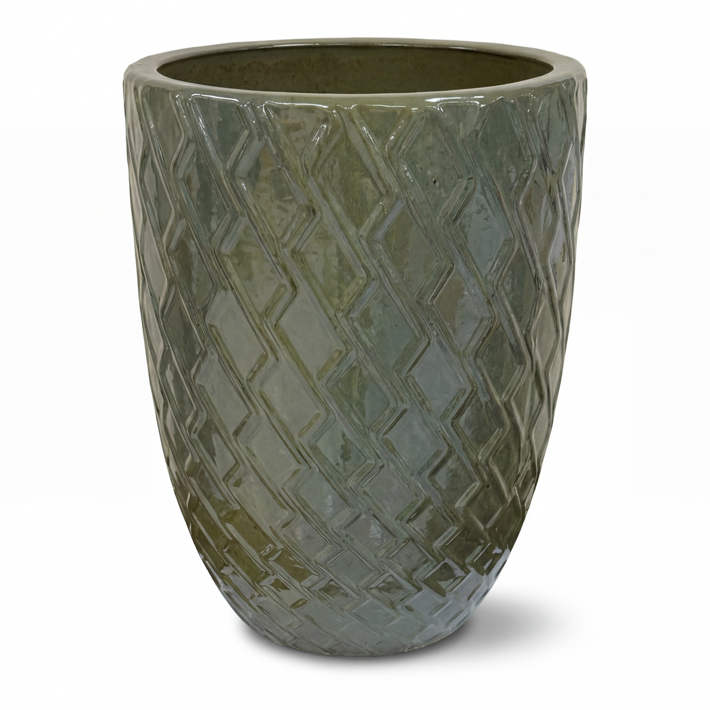 Vzorovaný keramický květináč Zeus 2 - Khaki - XL (42 x 54 cm)