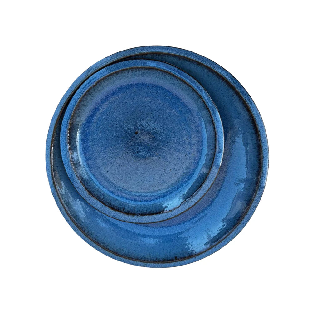 Podmiska pod květináč - Antická modrá se vzorem