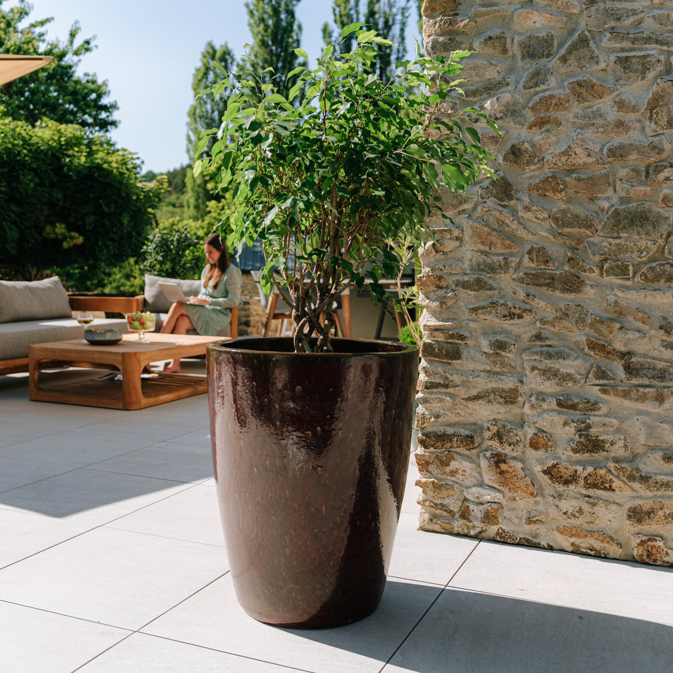 Keramicky květináč Mazarin - Cihlově červená