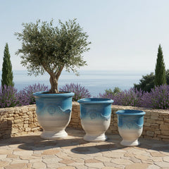 Keramicky květináč RICHELIEU - Bílo-modrá