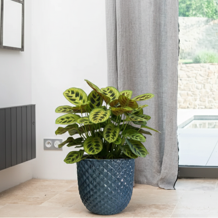 Keramický květináč Mars Anticky modrý – ručně vyráběný glazovaný květináč z terakoty