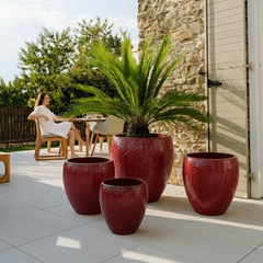Keramický květináč Artemis Císařsky červený – ručně vyráběný glazovaný květináč z terakoty