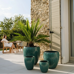 Keramický květináč Artemis Petrolejově modrý – ručně vyráběný glazovaný květináč z terakoty