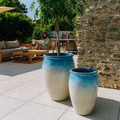 Keramický květináč BACCHUS - Bílo modrá