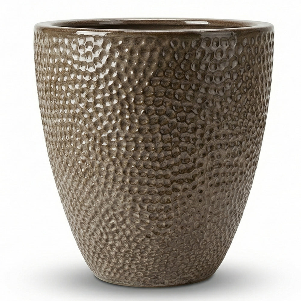 Keramický květináč Cigaline Broušená bronz – ručně vyráběný glazovaný květináč z terakoty - L (46 x 50 cm)