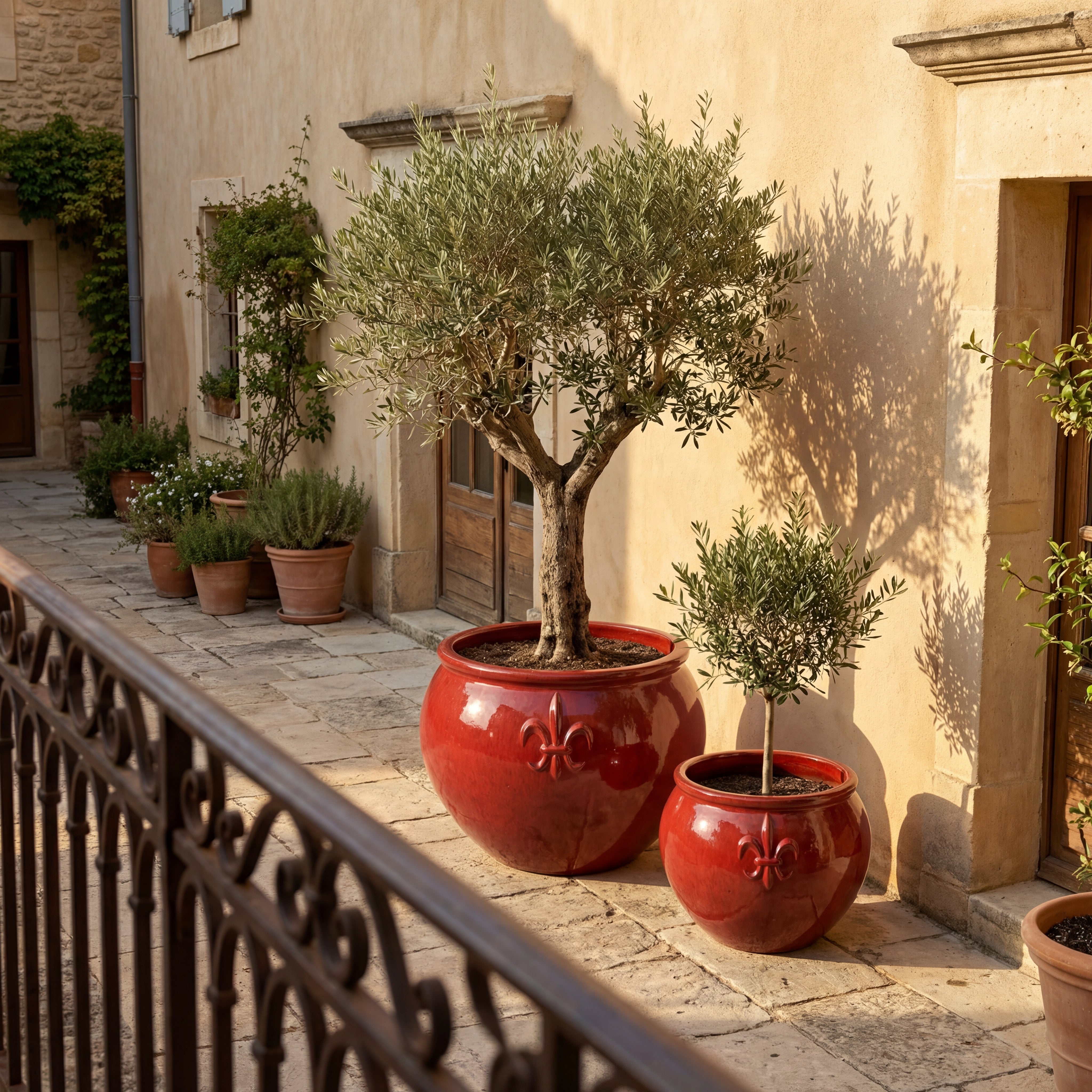 Keramický květináč Clovis - Tropická červená