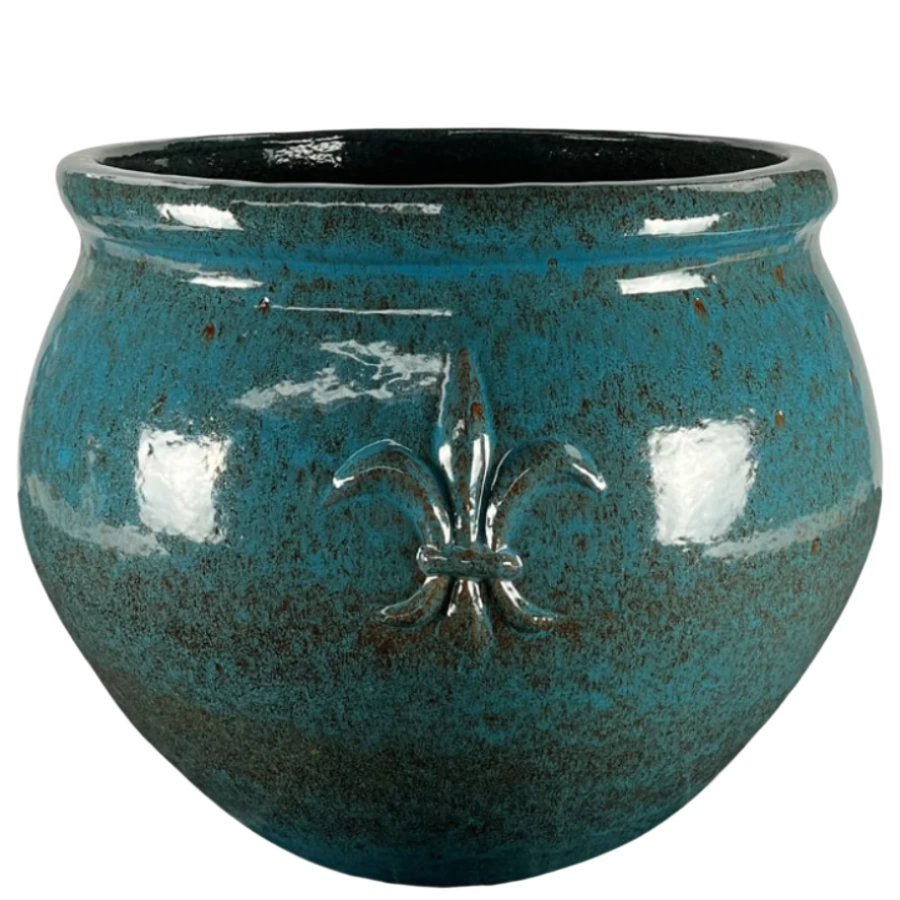 Keramický květináč Clovis - Ocelově modrá - XL (53 cm x 43 cm)