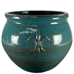Keramický květináč Clovis - ocelově modrá