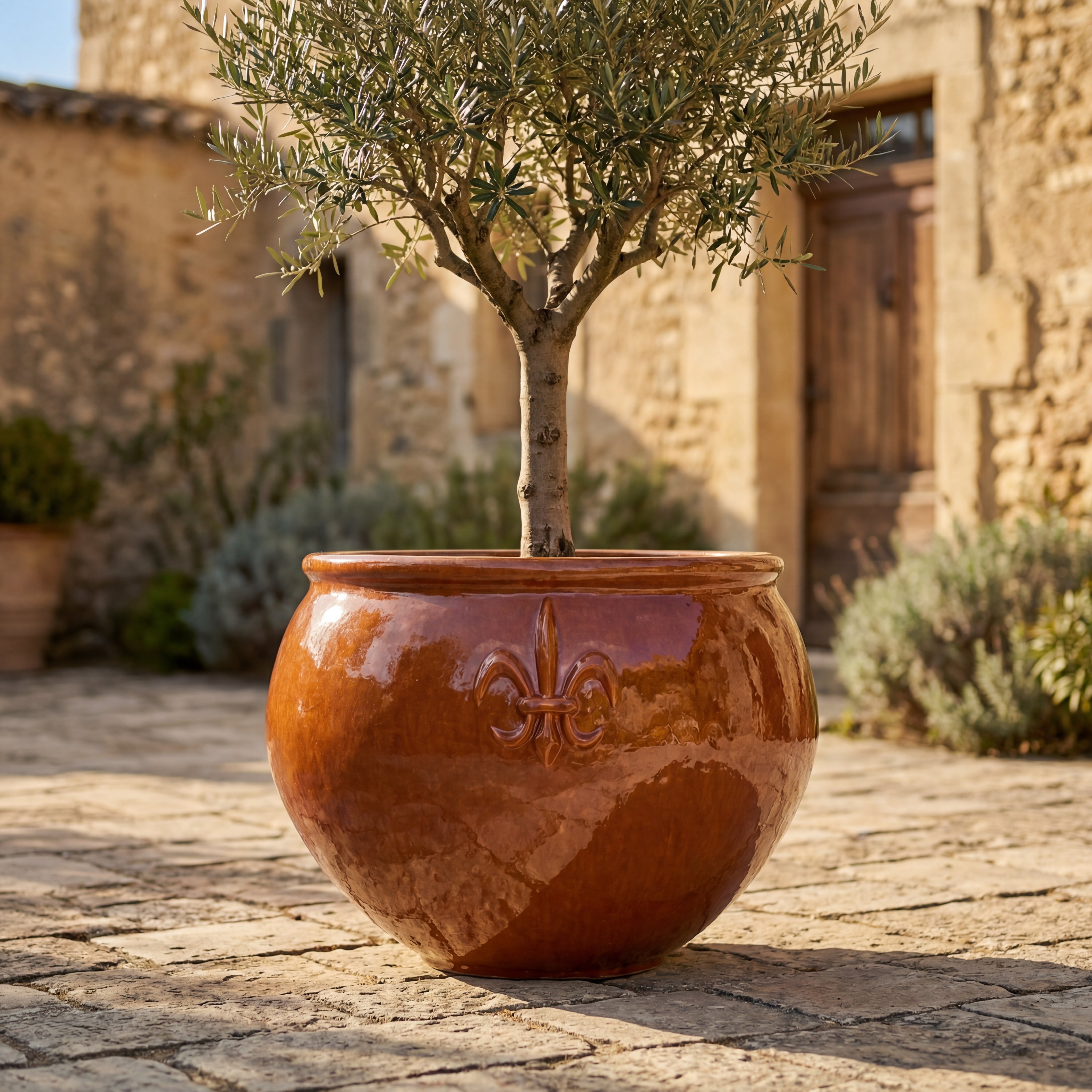 Keramický květináč Clovis - Tropicky oranžová