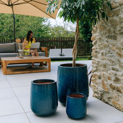 Keramický květináč Diane - Azurově modrá