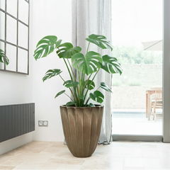 Keramický květináč Hugo Broušený bronz – ručně vyráběný glazovaný květináč z terakoty