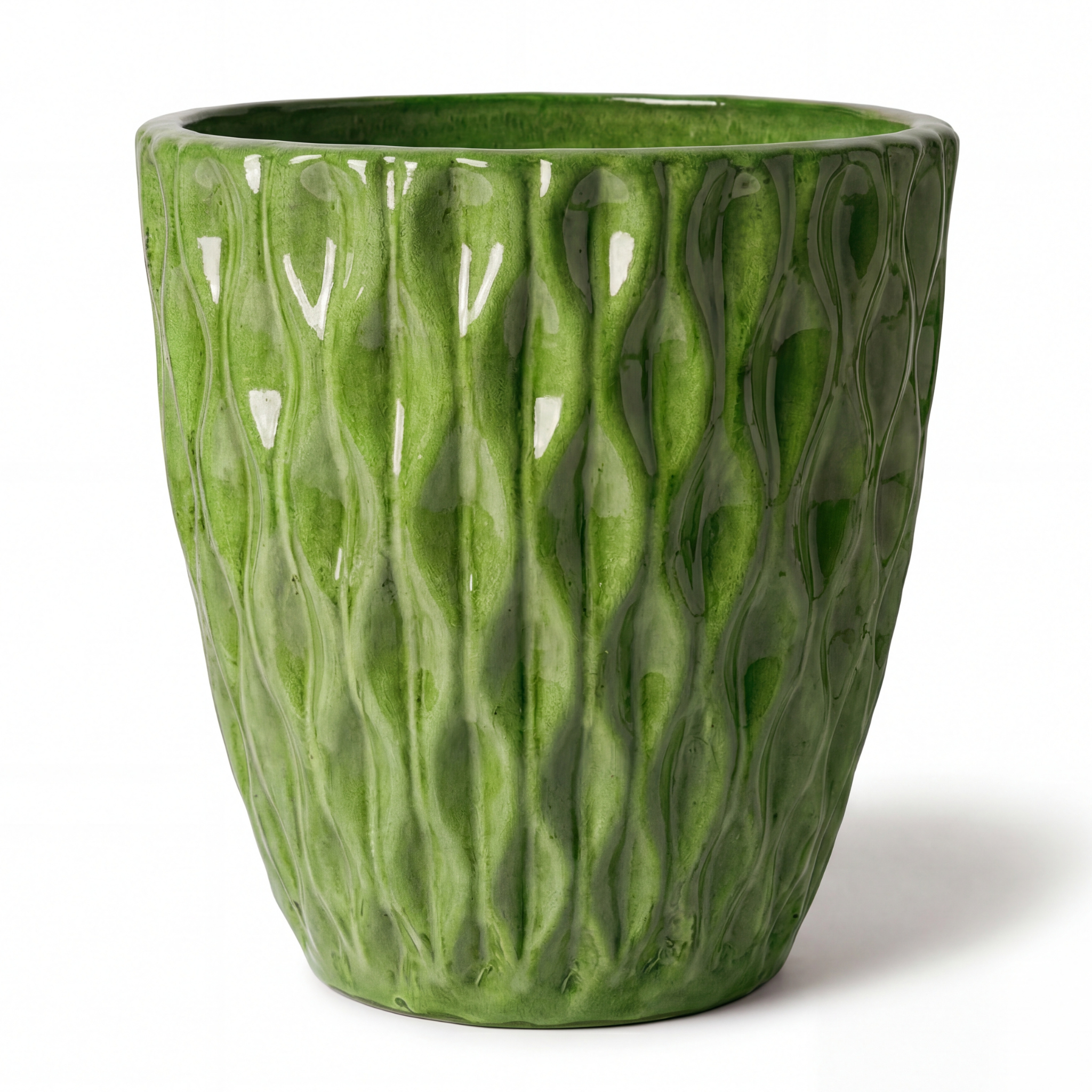 Keramický květináč Monet Jablečně zelený – ručně vyráběný glazovaný květináč z terakoty