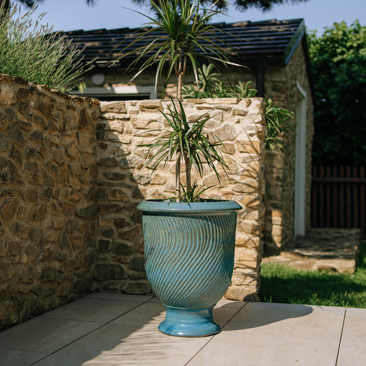 Keramický květináč Morgane - Ocelově modrý