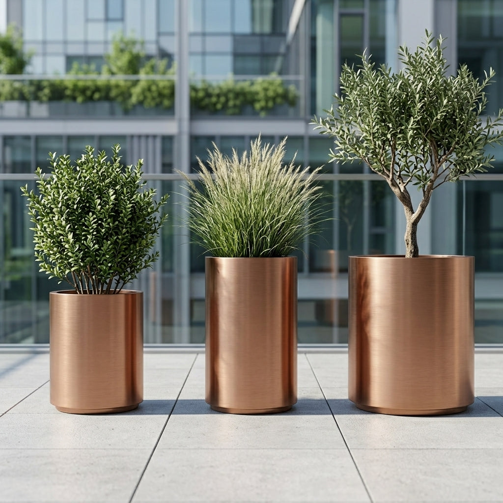 Velký květináč z nerezové oceli Metropole - Měděná - XL (40x70cm)