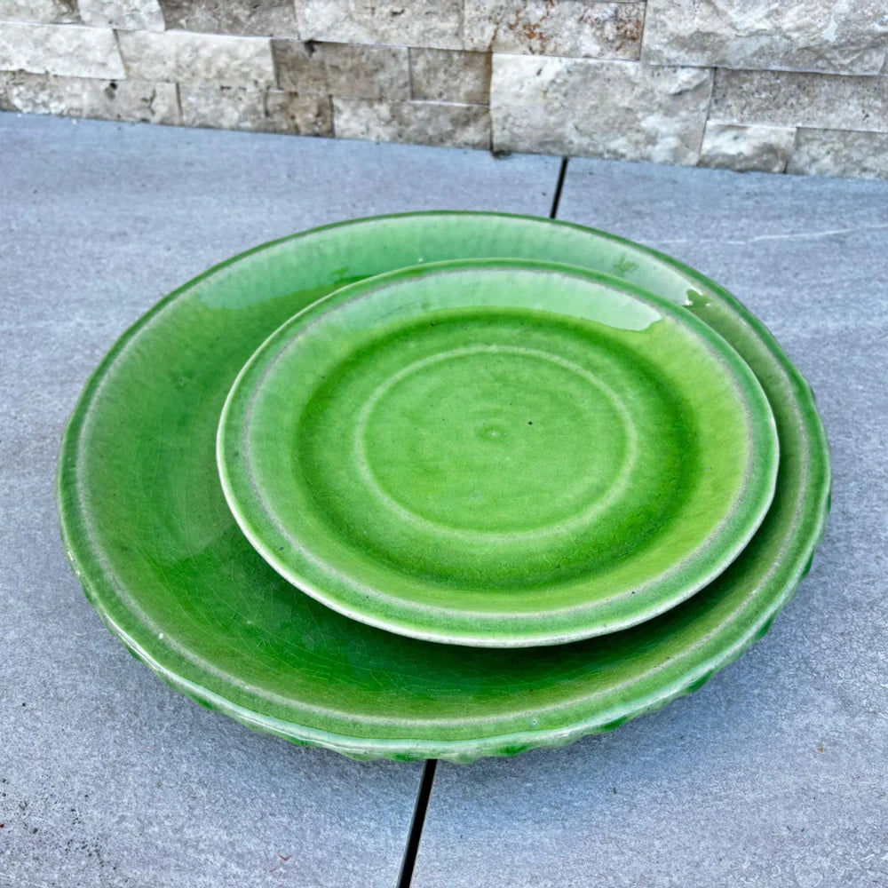 Podmiska pod květináč - Jablečně zelená se vzorem