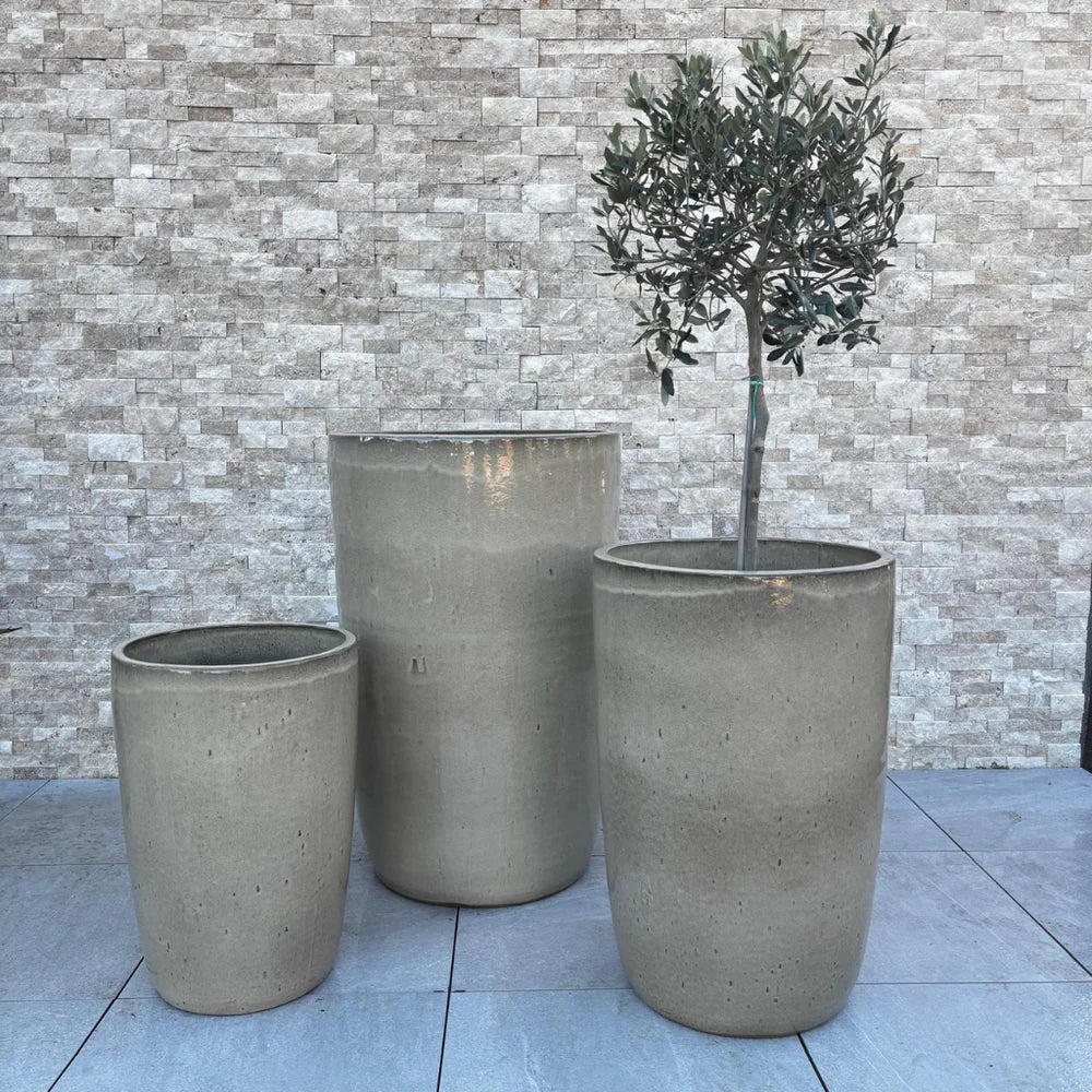 Keramický květináč Eiffel Pískový – ručně vyráběný glazovaný květináč z terakoty