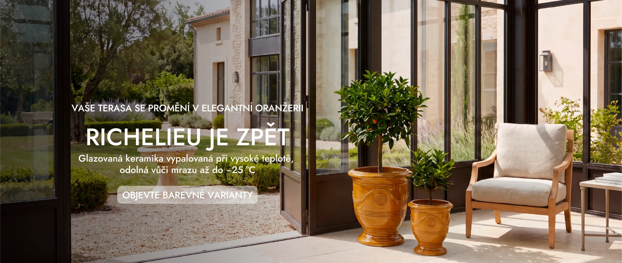 RICHELIEU je zpět – glazovaný keramický květináč Provencelia, mrazuvzdorný do −25 °C