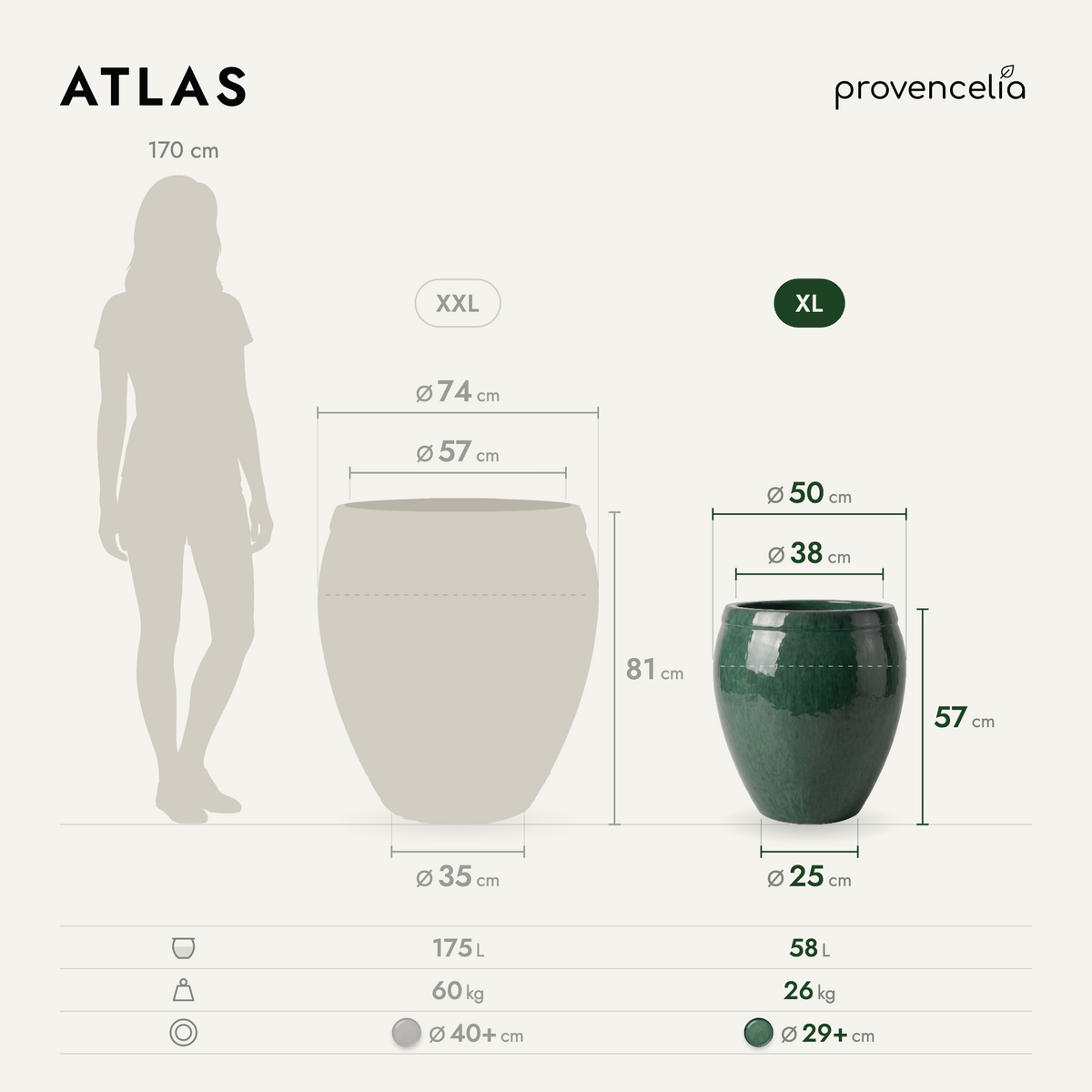 ATLAS XL – rozměry