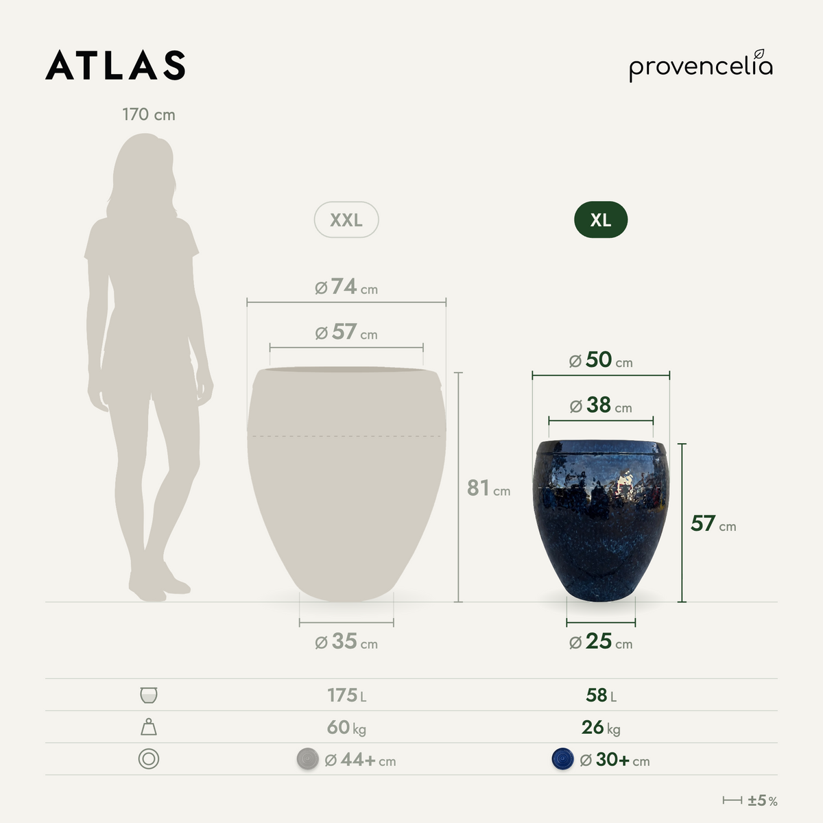 ATLAS XL – rozměry