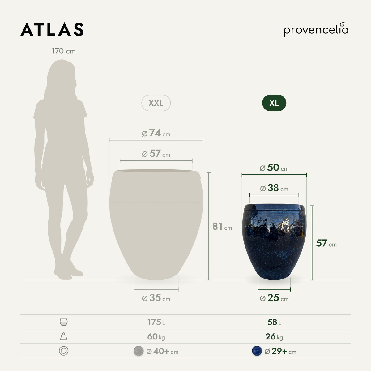ATLAS XL – rozměry
