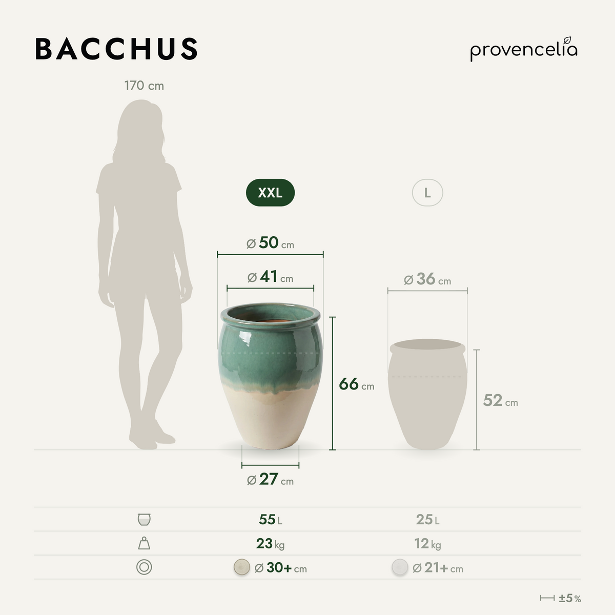 BACCHUS XXL – rozměry