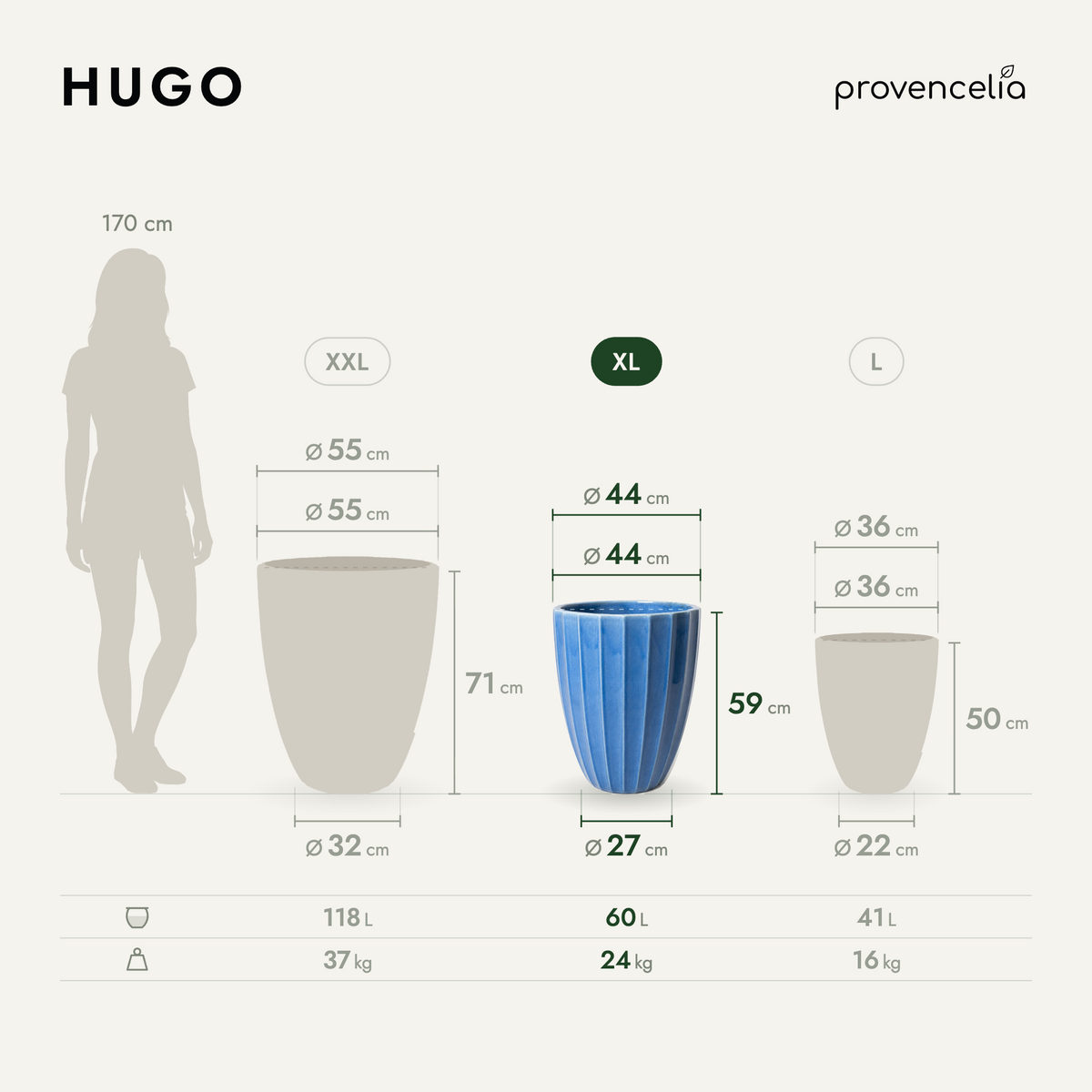 HUGO XL – rozměry