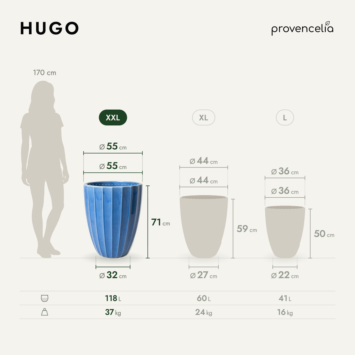 HUGO XXL – rozměry