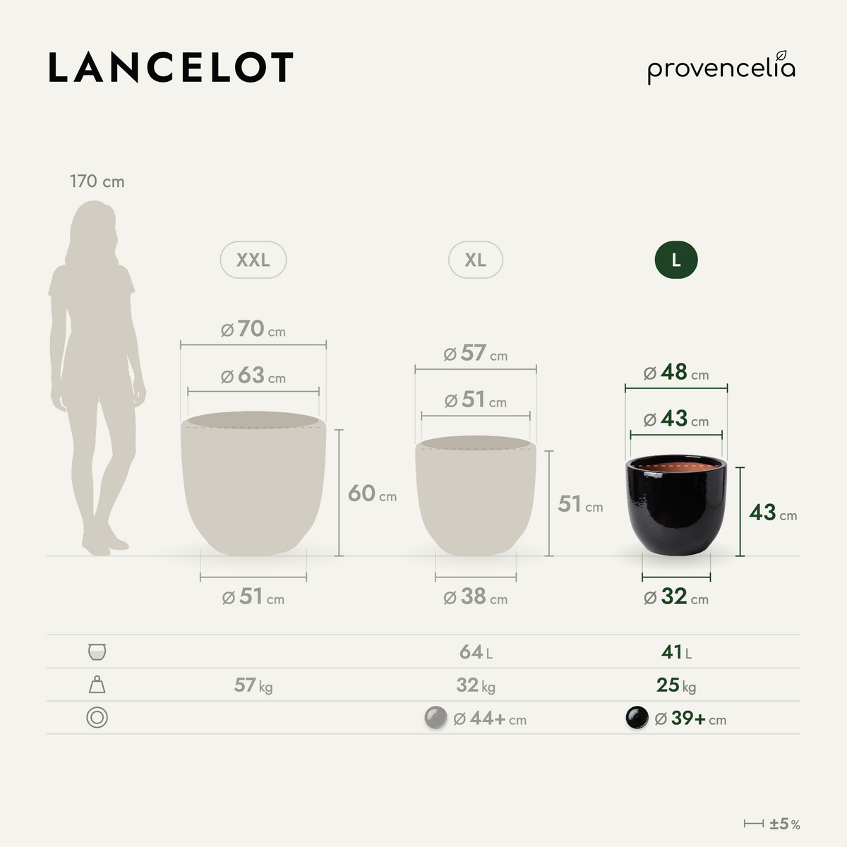 LANCELOT L – rozměry