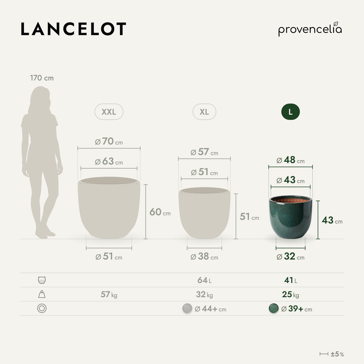 LANCELOT L – rozměry