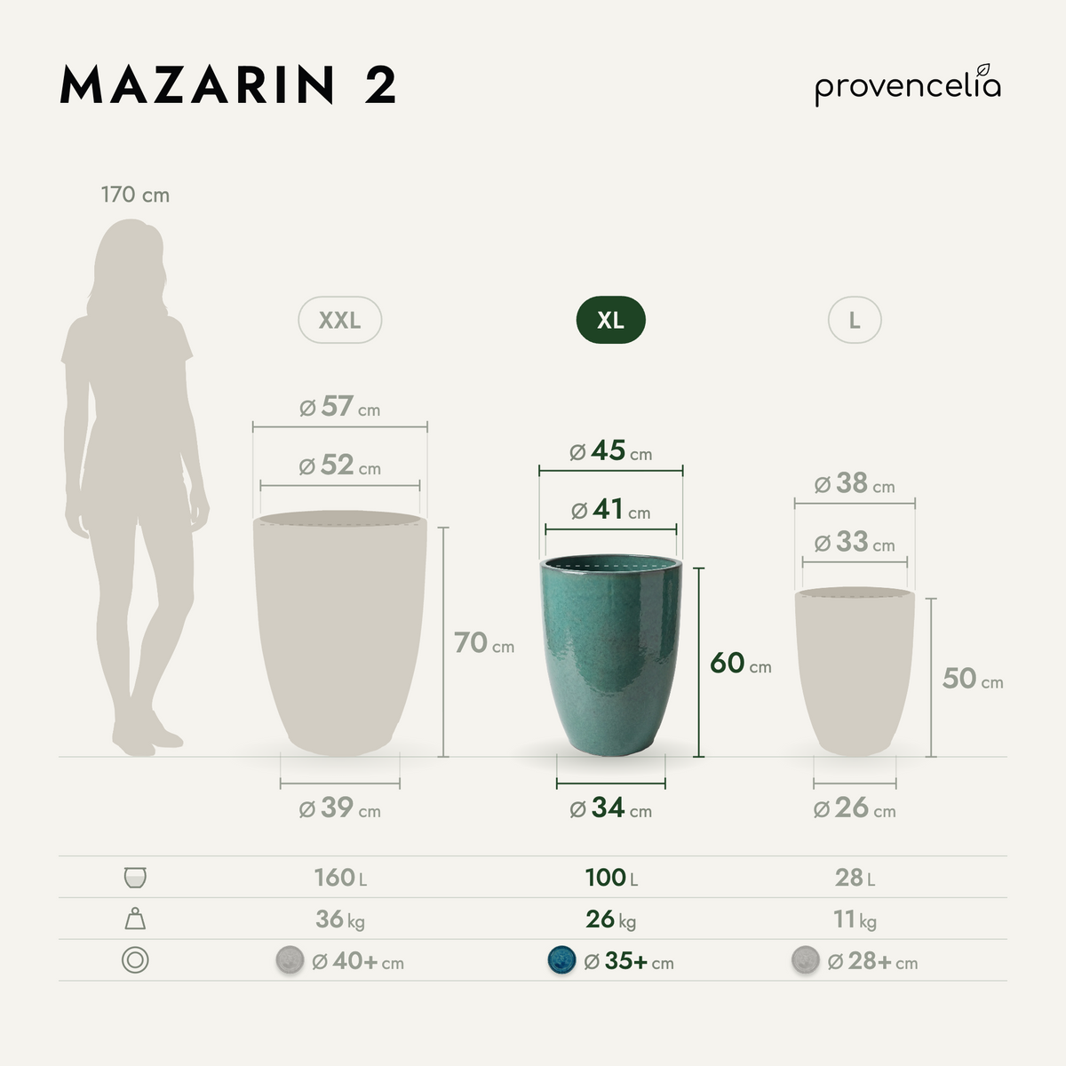 MAZARIN 2 XL – rozměry