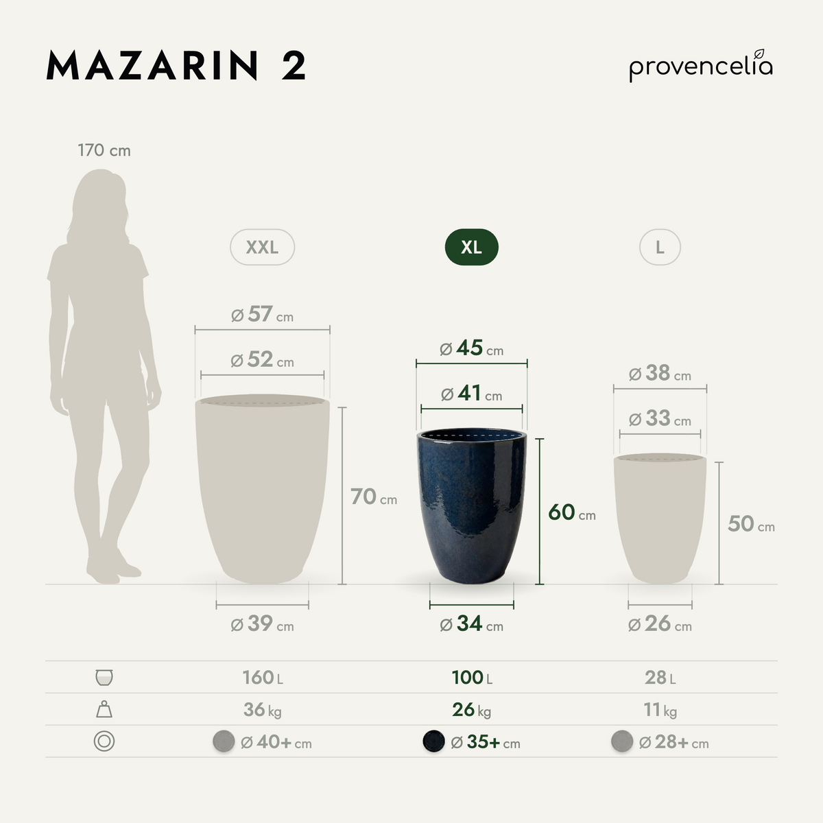 MAZARIN 2 XL – rozměry