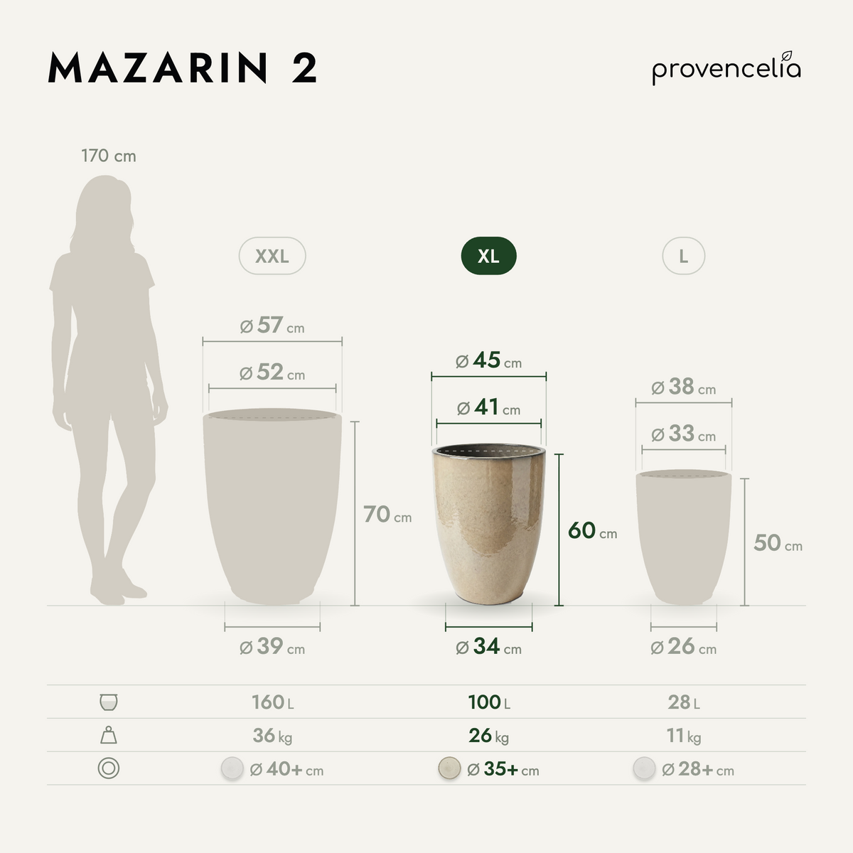 MAZARIN 2 XL – rozměry