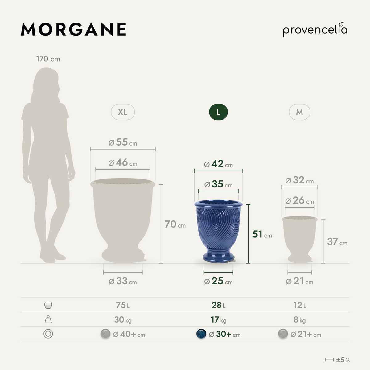 MORGANE L – rozměry