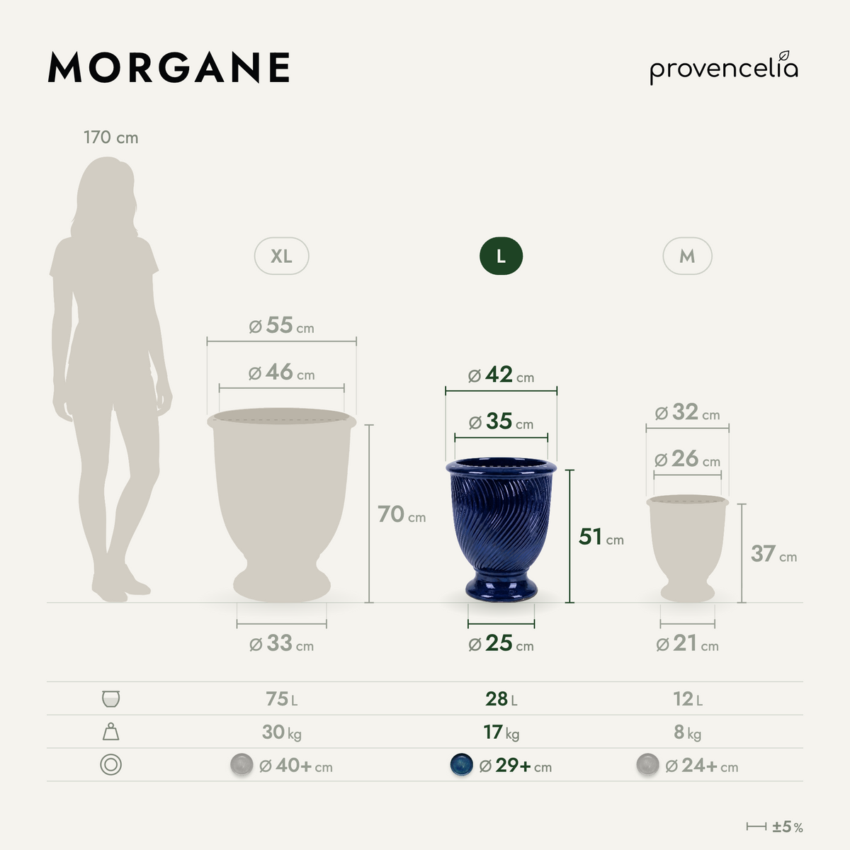 MORGANE L – rozměry