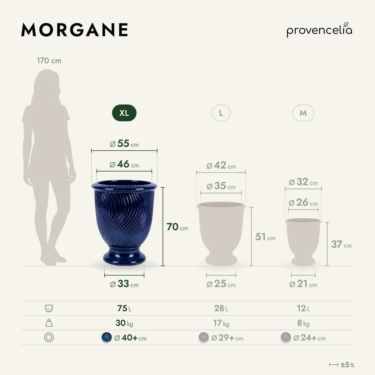 MORGANE XL – rozměry