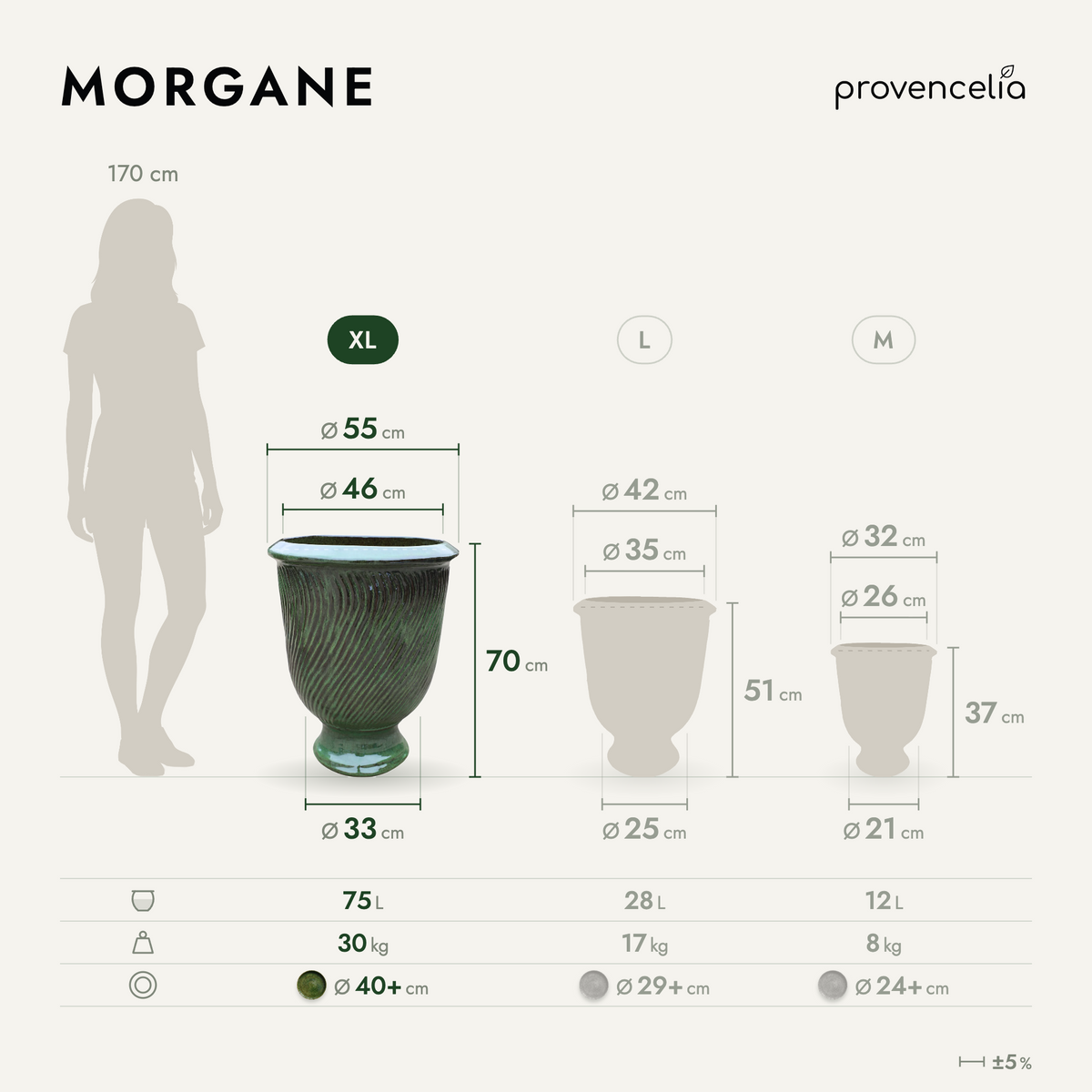 MORGANE XL – rozměry
