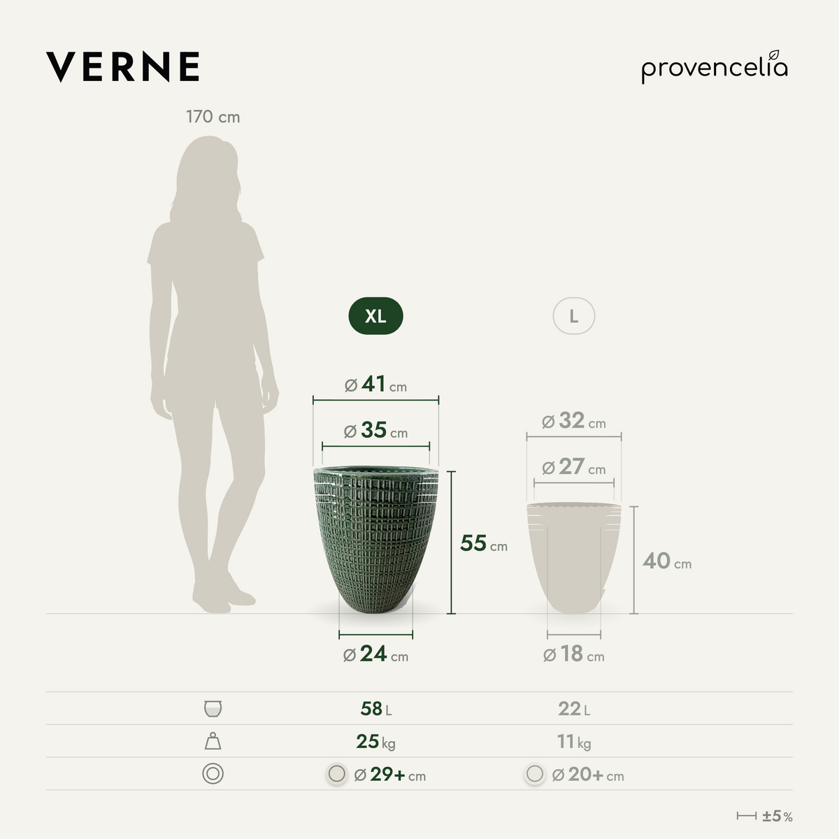 VERNE XL – rozměry