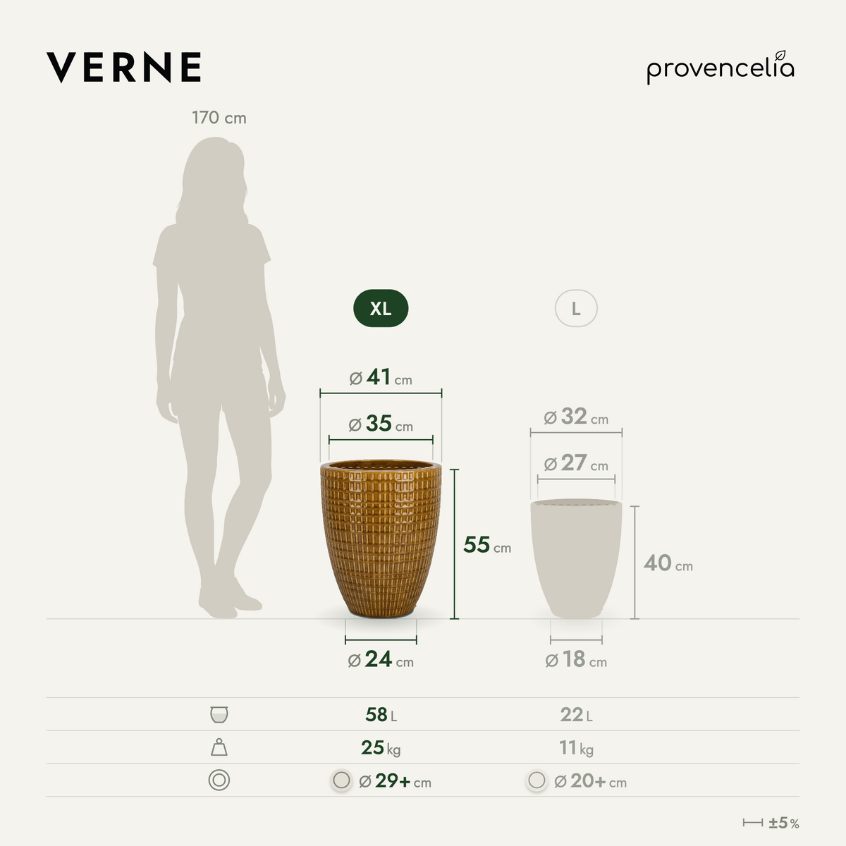 VERNE XL – rozměry
